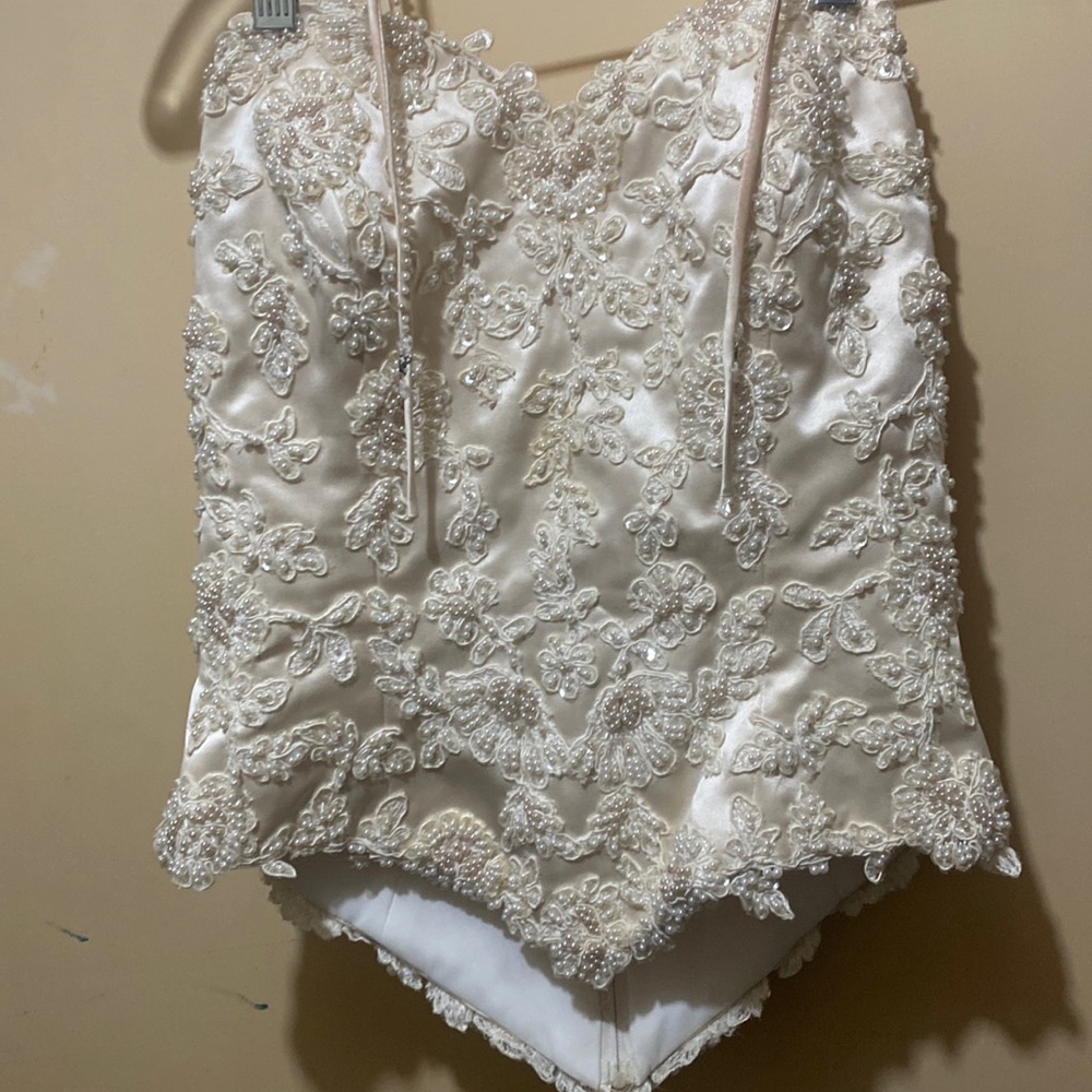 David’s Bridal gold wedding gown
